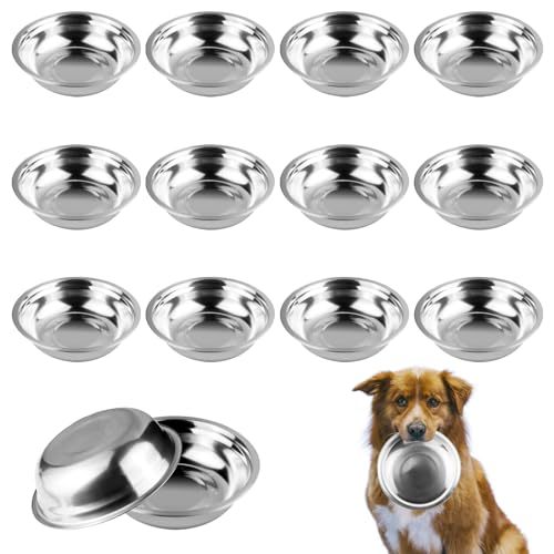 12 Pcs Stainless Steel Dog Bowls, 48 oz (6 Cups) Metal Dog Bowl Suitable for Medium to Large Dogs and Cats for Food or Water, Dishwasher Safe