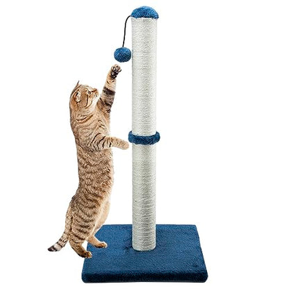 Dimaka 29" Tall Cat Scratching Post, Claw Scratcher with Sisal Rope and Covered with Soft Smooth Plush - color: Blue, size: 29 inches for All Cats