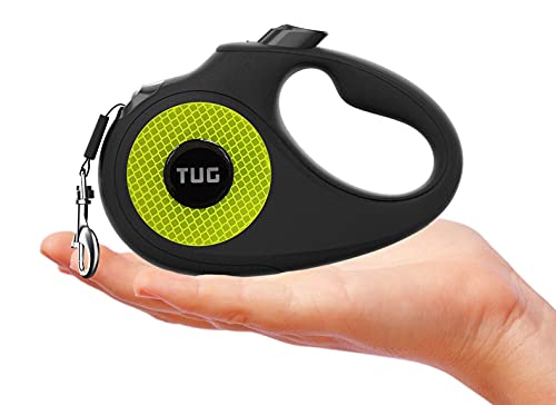 TUG Tiny 360° Tangle-Free Reflective Retractable Dog Leash | Cat Leash | 10 ft Strong Nylon Tape (Tiny) - color: Black/Reflective, size: Tiny, 10 ft