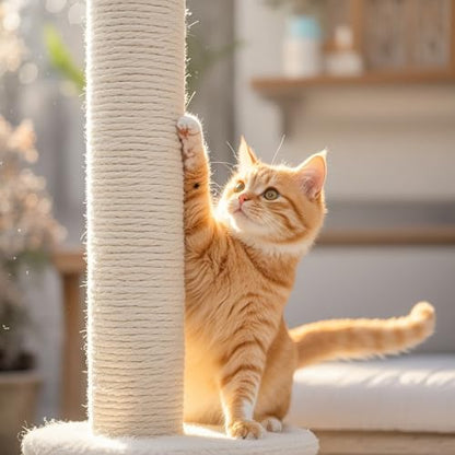 PowerKing Natural Sisal Replacement Scratching Post, 15.7'' 2 Pieces M8 Cat Scratch Post Refill Pole Parts for Refurbishment, Include Screws (White) - color: White, size: 15.7''+15.7'' (2.67''Thick)