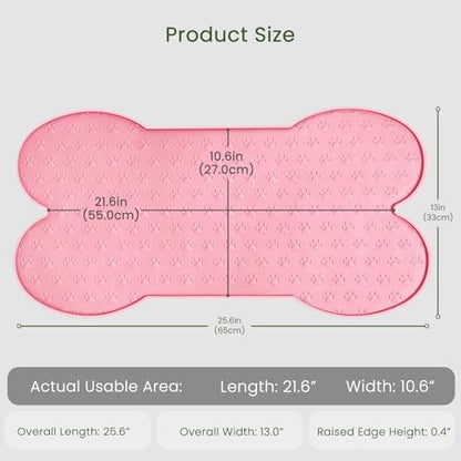 PWTAA Dog Food Mat Anti-Slip Silicone Dog Bowl Mat Thicker Pet Placemat Waterproof Cat Feeder Pad with Raised Edge Puppy Kitten Feeding Mats Suitable Small Medium-Sized Dogs Cats Eating Tray - color: Pink, size: 25.6" x 13"