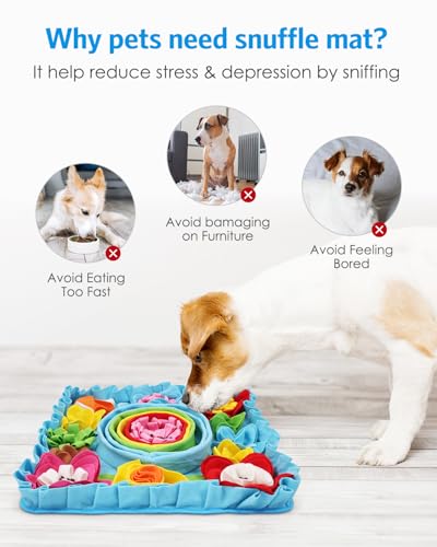 AMIR Snuffle Mat for Dogs, Dog Snuffle Mat, Interactive Feeding Puzzle Toy, Promotes Natural Foraging and Slow Eating Dog Sniff Mat, Aids Stress Relief and Training (20 inch)