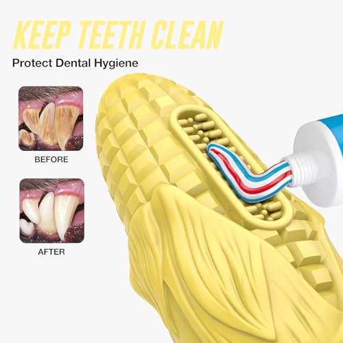 Dog Chew Toys for Aggressive Chewers,Idestructible Tough Durable Squeaky Interactive Dog Toys，Durable Dog Teeth Cleaning Toy for Medium Large Breeds，Corn Stick Toy (Yellow) - size: Yellow