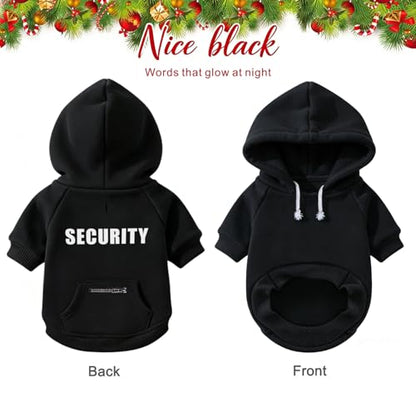 Dog Hoodie Security Glow-in-The-Dark Dog Sweater Sweatshirt Hooded Soft Brushed Fleece Winter Clothes with Dual Pocket Zip Puppy Hoodies for Small Medium Large Dogs Black XS - color: Black, size: X-Small
