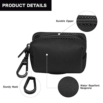 Dog Poop Bag Holder Leash Attachment, Dog Waste Bag Dispenser Zippered Pouch, Fits Any Puppy Leash, Includes Free Roll of Poop Bags, Poop Bag Dispenser - 2 Pack, Black - color: Black