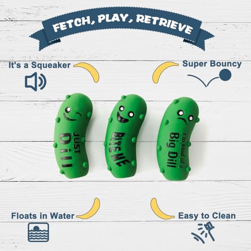 Squeaky Dog Toys, Soft Latex Rubber Squeaky Ball for Small Dogs Puppies, Cute Bounce Squeak Crunchy Pickle Pet Dog Toy - color: Crunchy Pickle - 3 Pack, size: Small