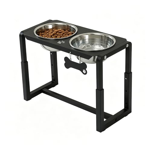 Metal Elevated Dog Bowls, Raised Dog Bowls for Medium/Large Sized Dogs with Two 58oz Stainless Steel Food Bowls, 3 Adjustable Height (8.8"/11.5"/14") Dog Bowl Stand Protect Neck & Joints - size: 8.8-14" | M/L Dogs | 2×58oz Bowls