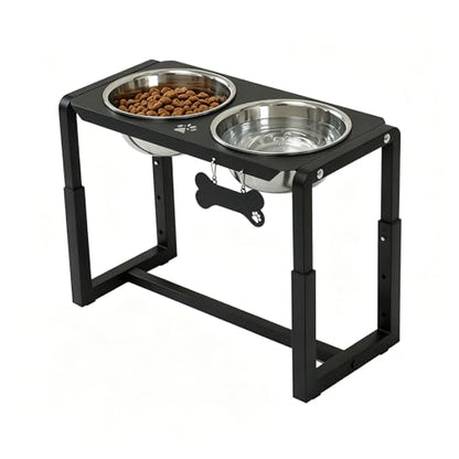 Metal Elevated Dog Bowls, Raised Dog Bowls for Medium/Large Sized Dogs with Two 58oz Stainless Steel Food Bowls, 3 Adjustable Height (8.8"/11.5"/14") Dog Bowl Stand Protect Neck & Joints - size: 8.8-14" | M/L Dogs | 2×58oz Bowls