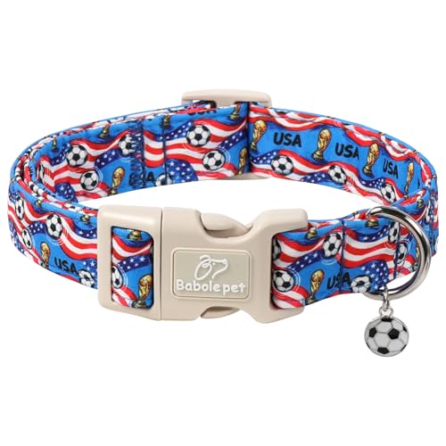 American Soccer Dog Collar Blue Patriotic Dog Collars for Puppy Small Dogs - Lightweight Adjustable 4th of July Puppy Collars Summer Stars & Stripes Male Female Dogs Collar XS - color: USA Soccer, size: XS