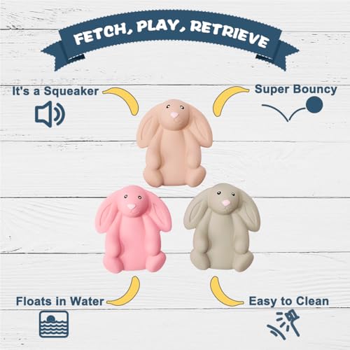 Squeaky Dog Toys for Medium Dogs, Soft Latex Bunny Squeaky Dog Ball, Cute Funny Squeak Rabbit Pet Toys - color: Rabbit - 3 Pack, size: Medium