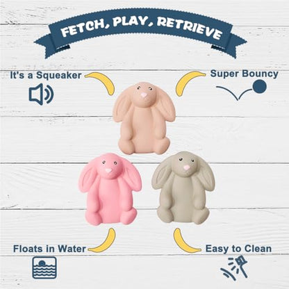 Squeaky Dog Toys for Medium Dogs, Soft Latex Bunny Squeaky Dog Ball, Cute Funny Squeak Rabbit Pet Toys - color: Rabbit - 3 Pack, size: Medium