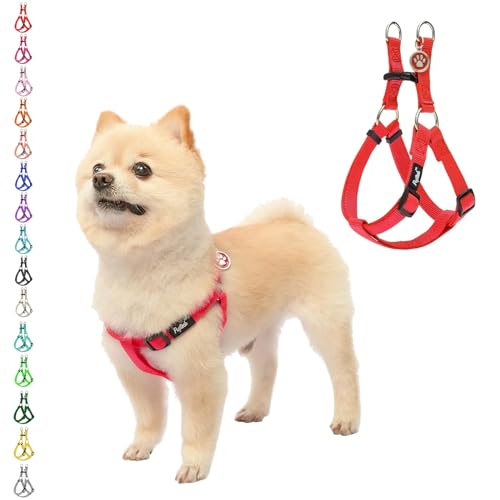 PUPTECK No Pull Dog Harness Soft Adjustable Basic Nylon Step in Puppy Vest Outdoor Walking with ID Tag X-Small Red - color: Red, size: X-Small