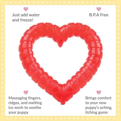SmartPetLove Snuggle Puppy Teething Toys - Naturally Soothe and Provide Relief with Ice (Heart Shaped) - size: One Size
