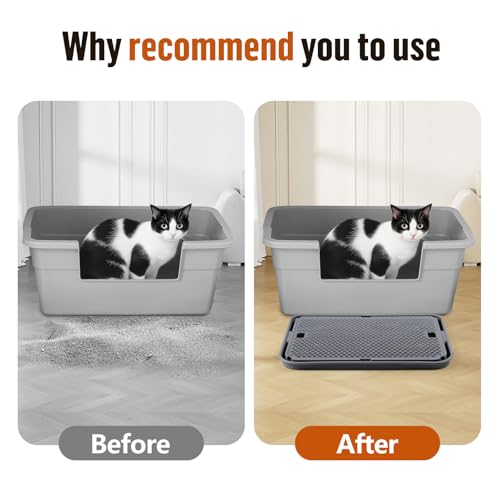 Large Cat Litter Box Step Mat, 16.5"x11.2" Cat Ramp Stairs, Cat Litter Catcher for Self-Cleaning Litter Box, Cats Pedal Step Stool Ideal for Kitten & Older Cats (Dark Grey) - color: Dark Grey Large