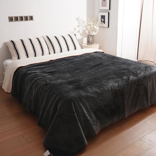Sunsleek Bed Blanket Waterproof Sherpa Fleece Blanket for Sofa Couch Travel, Reversible Throw Blanket for Large Dog Puppy Cat, Furniture Protector(Grey, 80x90 inches) - color: Deep Grey, size: L(80*90")