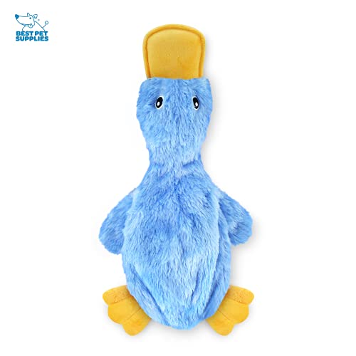 Best Pet Supplies Interactive Squeaky Dog Chew Toy, Ideal Dog Toys for Chewers, Small, Medium & Large Dogs, and Fetch Lovers - Crinkle Duck (Blue), Large - color: Crinkle Duck (Blue), size: Large