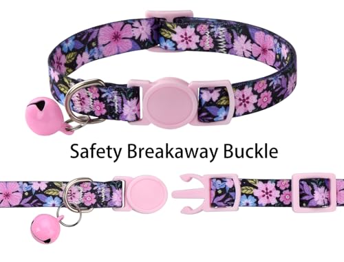 Cat Collar Breakaway with Bells, 3 Pack Girl Boy Pet Cat Collar with Bohemia Floral Tribal Geometric Patterns, Adjustable 7.5-12 Inch, with Safety Buckle for Kitten Cat(Set A) - color: Set A