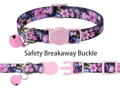 Cat Collar Breakaway with Bells, 3 Pack Girl Boy Pet Cat Collar with Bohemia Floral Tribal Geometric Patterns, Adjustable 7.5-12 Inch, with Safety Buckle for Kitten Cat(Set A) - color: Set A