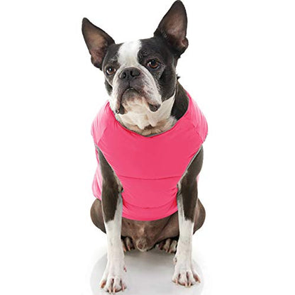 Gooby Padded Vest Dog Jacket - Solid Pink, X-Small - Warm Zip Up Vest Fleece Jacket with Dual D Ring Leash Water Resistant for Small to Medium Dogs - color: Pink Solid, size: X-Small
