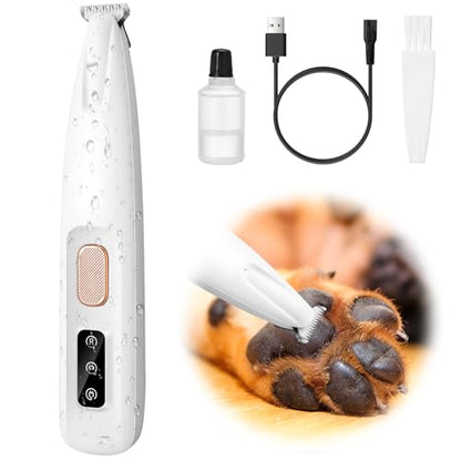 Palksky Dog Paw Trimmer, Upgraded 18mm-Blade Electric Dog Clippers for Groomming-with Led Display, Waterproof Pet Micro Precisiion Trimmer, Rechargeable Hair Shaver for Paws, Ears, Face, Rump-and Eyes - size: One Speed