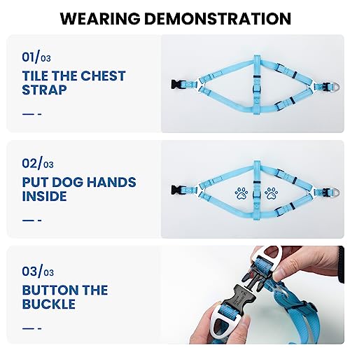 EXCELLENT ELITE SPANKER No Pull Dog Harness Adjustable Nylon Step-in Easy Pet Vest Chest Strap with Reflective and Leash Ring for Small Medium Large Breed Dogs Training Walking(Blue-S) - color: Blue, size: S