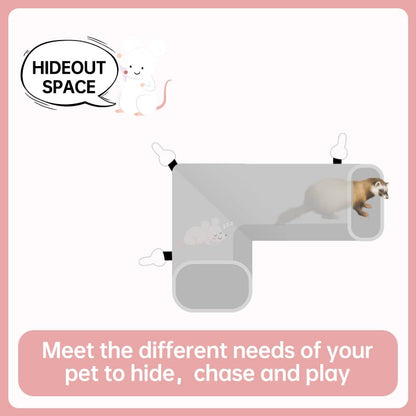 Rat Ferret Hammock Toys Cage Accessories, Guinea Pig Hideout Tunnel, Warm Bed for Rat Ferret Guinea Pig Sleep Hide and Play (3.Right Angle Tunnel) - color: 3.Right angle tunnel