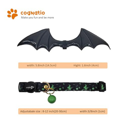 2 Pack Breakaway cat Collars with Bell,Safety Quick Release Pendant Cute Kitten Collar,Adjustable 20-30cm (Green, 20-30cm) - color: Green