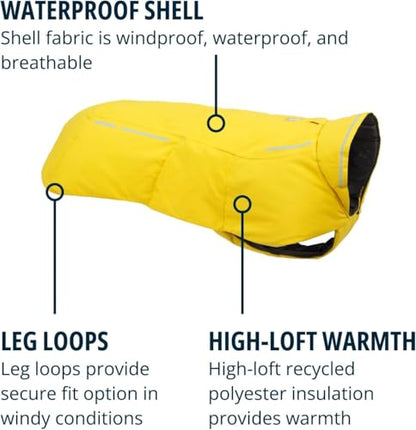 Ruffwear, Vert Dog Winter Jacket, Insulated Waterproof Dog Coat with Harness Leash Portal, Breathable Design with Leg Loops, Windproof Extended Coverage, Reflective Trim, Blue Pool, XX-Small - color: Blue Pool, size: XX-Small