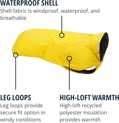 Ruffwear, Vert Dog Winter Jacket, Insulated Waterproof Dog Coat with Harness Leash Portal, Breathable Design with Leg Loops, Windproof Extended Coverage, Reflective Trim, Blue Pool, X-Small - color: Blue Pool, size: X-Small