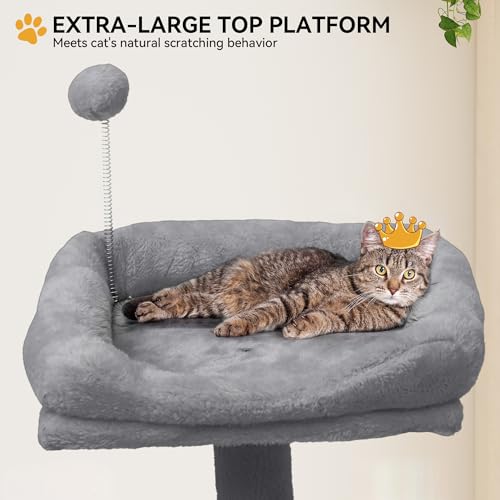 YITAHOME 64.5" Cat Tree, Multi-Level Cat House, Large Cat Condo Furniture with Perch Hammock, Scratching Posts and Dangling Balls for Kittens, Cats and Pets, Light Gray - color: Light Gray, size: 64.5inch