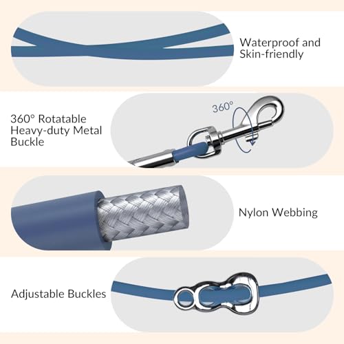 8.2ft Hands Free Dog Leash,Versatile Waist & Crossbody Lead for Medium Dogs,Waterproof & Adjustable for Running Jogging Walking, 360° Swivel Metal Buckle (Blue) - color: Blue