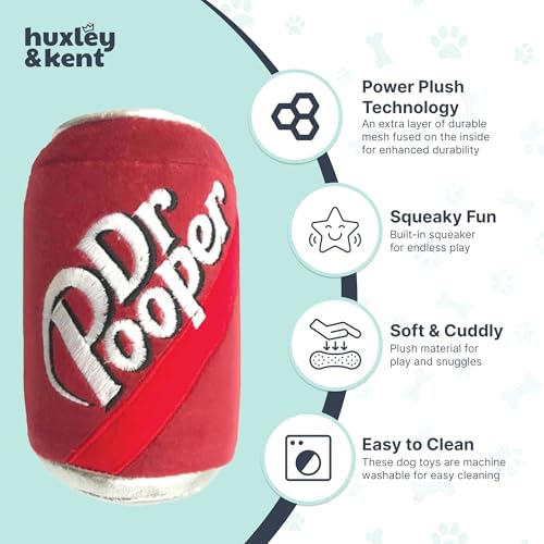 Huxley & Kent Funny Dog Toy w/Squeaker – Power Plush Squeaky Dog Toys for Small, Medium & Large Dogs – Soft Stuffed Animal for Indoor Play & Fetch - Dr Pooper, Small - size: Small, style: Dr Pooper