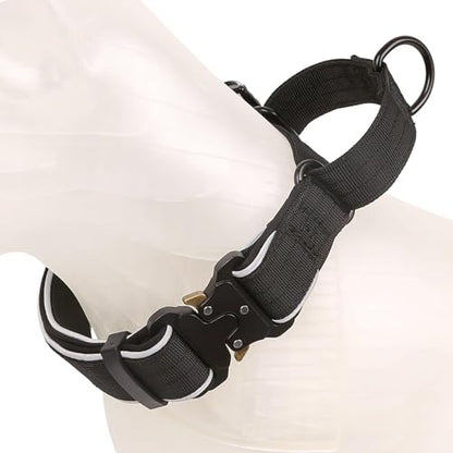 Heavy-Duty Reflective Martingale Dog Collar, Half-Choke Adjustable Tightening Escape-Proof Training Collar for Medium and Large Dogs (Black, M(W0.98*Neck 14-20")) - color: Black, size: M(W0.98*Neck 14-20")