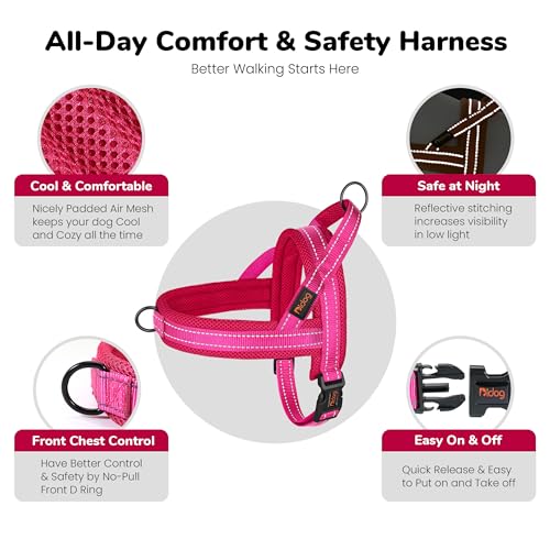 Didog No Pull Dog Harness with Soft Mesh Padded,Reflective & Quick Fit Light Weight Dog Strap Vest Harness,Easy for Walking Training (S:Chest 18-22", Mesh-Hot Pink) - color: Hot Pink, size: S: Chest 18-22", Fit 19-29 lbs
