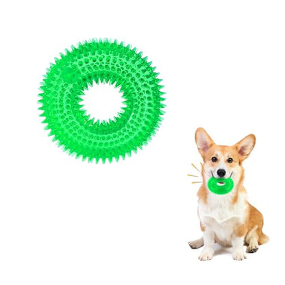 Andiker Squeaky Dog Toy, Safe TPR Chewable Dog Toys for Teeth Grinding&Cleaning Dog Fetch Toys for Enhancing Interactivity Outdoor Suitable for All Dog Sizes Puppy’s and Dogs (Small Green) - size: Small Green