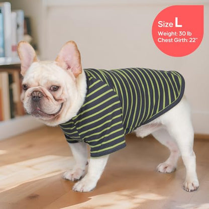 KYEESE 2Pack Dog Sweater, Soft Pet Sweatshirt Stretchy Pullover Dog Sweater for Small Dogs Boy Girl, Lightweight Fleece Pet Shirt Clothes with Sleeves, M - color: 04# 2Pack(Green+Stripe), size: Medium (8.5-13lbs)