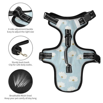 Daisy Flower Blue Reflective Dog Walking Gear for Dog pet Dog Training Control Vest for Walking at Night Chaleco para perro - size: M