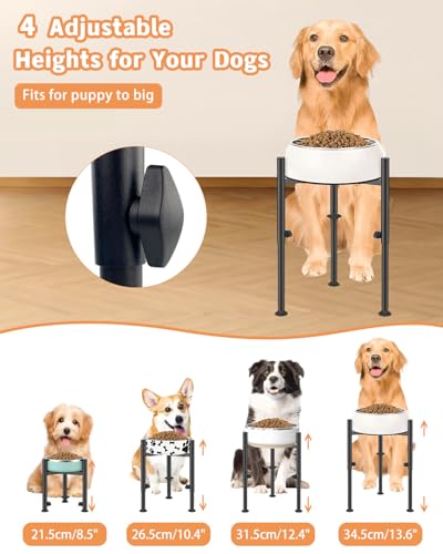Adjustable Elevated Dog Bowls, Single Dog Food Bowl Stand, Wide 6-10”, 4 Heights Tall Raised Dogs Bowl Holder Water Feeder for Small Medium,Large Breed(3 Feet Normal, Stand Only) - color: 3feet-normal
