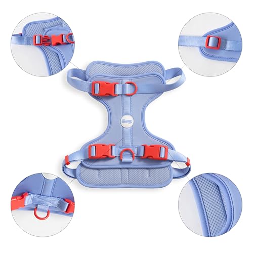 HNS1003E Arlo Large Adjustable Soft Padded No Pull Pet Harness with 3 Buckles and 3 Leash Clips, Sangria - color: Periwinkle, size: Large (Chest: 24 - 37")