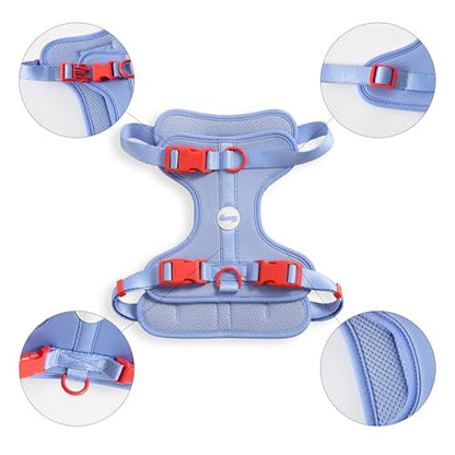 HNS1003E Arlo Large Adjustable Soft Padded No Pull Pet Harness with 3 Buckles and 3 Leash Clips, Sangria - color: Periwinkle, size: Large (Chest: 24 - 37")