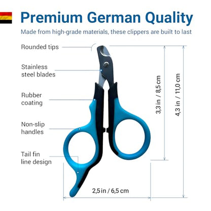 Professional Cat Nail Clippers, Made in Germany - Stainless Steel Claw Scissors for Kittens, Cats & Small Pets, Safe Trimmer for Thick Nails, Beginner-Friendly with Non-Slip Grip