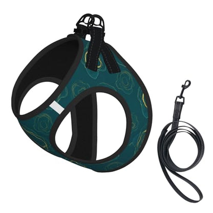 Double Padded Dog Harness Vest Set, Gold Glitter Watercolor Ink Splash Paint Teal Green Marble, Choke-Free Reflective Straps with Easy Neck Adjustment, Small Medium Pet Walking - color: Style (521), size: Small