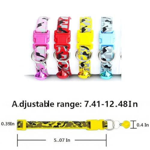 Personalized Camo Dog Collars-Adjustable Lightweight Nylon Pet Collars, Quick-Release Buckle, Perfect for for Small Dogs, Puppies & Cats (4-Pack - color: yellow