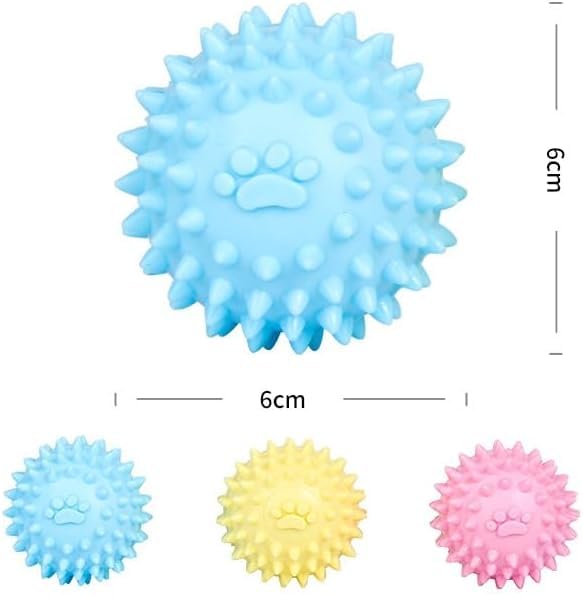 3Pcs Dogs Spiky TPR Ball No Squeak Chew Toy Long Lasting for Aggressive Chewers Dog Puppy Training Dogs Spiky Rubber Ball Toy Small No Squeak for Aggressive Heavy Chewers (Pink)