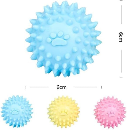 3Pcs Dogs Spiky TPR Ball No Squeak Chew Toy Long Lasting for Aggressive Chewers Dog Puppy Training Dogs Spiky Rubber Ball Toy Small No Squeak for Aggressive Heavy Chewers (Pink)