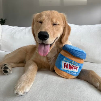 CHEWFFON Interactive Dog Enrichment Toy, Cute Crinkle&Snuffle Puppy Toys, Hide & Seek Puzzles, Peanut Butter Jar Toys for Brain Stimulation, for All Dog Sizes - style: Peanut Butter