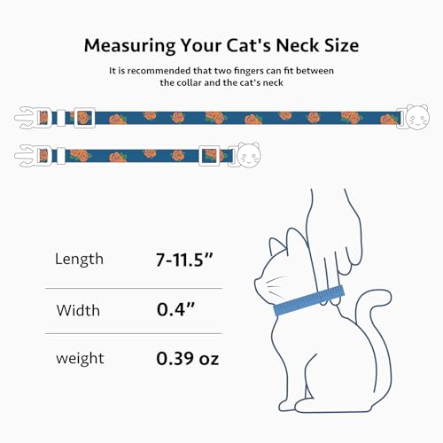 2 Pack Cotton Breakaway Cat Collar Blue and Black Rose Pendant Cute Kitten Cat Collar with Bell - color: Blue Rose&Black Rose