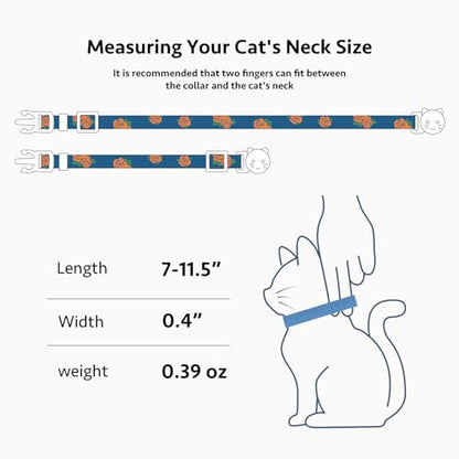 2 Pack Cotton Breakaway Cat Collar Blue and Black Rose Pendant Cute Kitten Cat Collar with Bell - color: Blue Rose&Black Rose