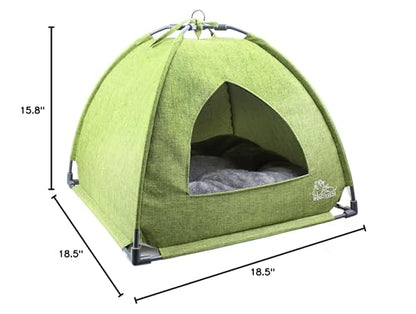 Winsterch Cat Bed Cave for Indoor Cats, Small Pet Tent Cave for Cats, Kittens, and Small Dogs, Warming Cat House with Removable Washable Cushion (18.5'‘ x 18.5’' x 15.8'', Green) - color: W-Green