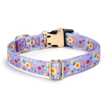 Personalized Custom Customized Silent No Jingle Dog Collar with Engraved ID Dog Name Phone Number/Dog Collars for Puppy X-Small Small Medium Large X-Large Boy Girl Dogs-New Purple Flower-XS - color: 7 New Purple Flower, size: X-Small (0.6" *7.8"-11.8")